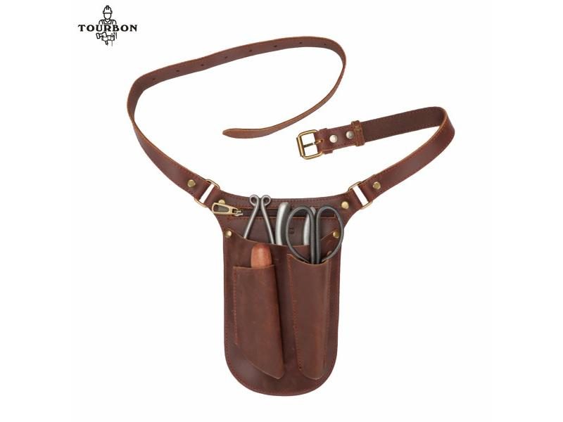 Leather Adjustable Tool Pouch For Gardener Florist Carpenter 4 Pockets Carousel 1