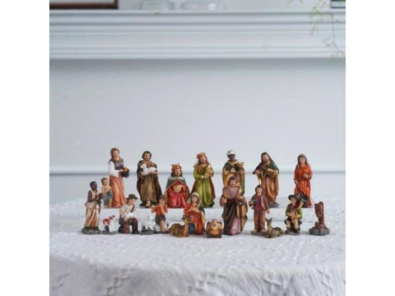 20pcs Set Resin Nativity Scene Christ Figurines Christmas Decoration Carousel 2