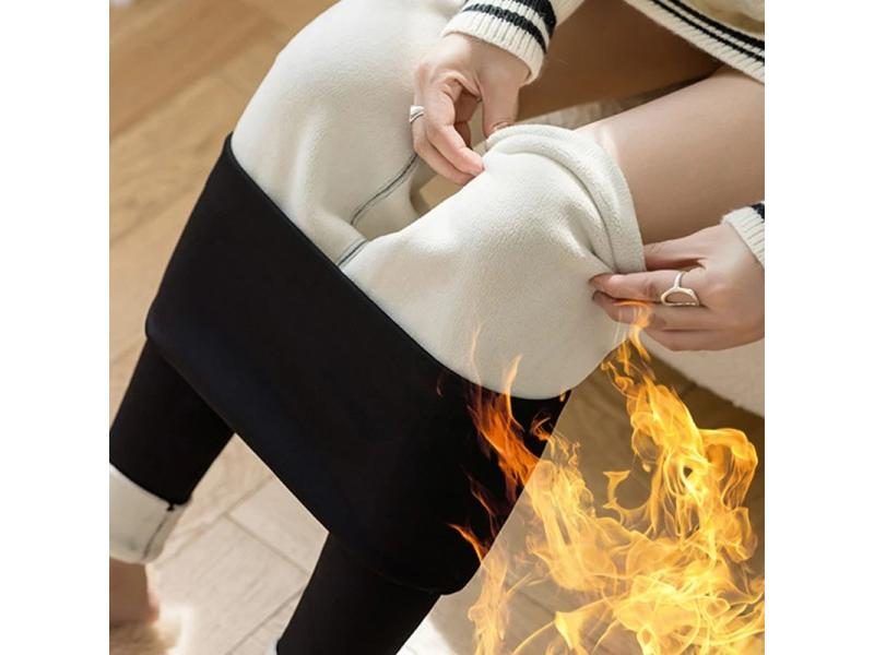 Women Winter Thermal Lamb Wool Leggings High Waist Thick Carousel 2