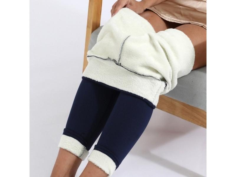 Women Winter Thermal Lamb Wool Leggings High Waist Thick Carousel 1