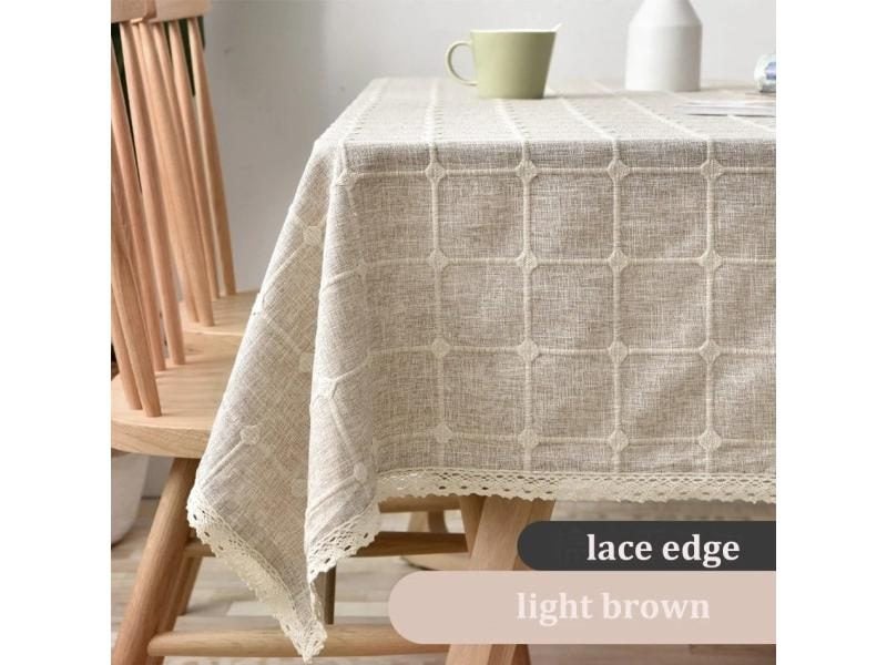 Cotton Linen Jacquard Checkered Tassel Tablecloth For Party Decor Carousel 1