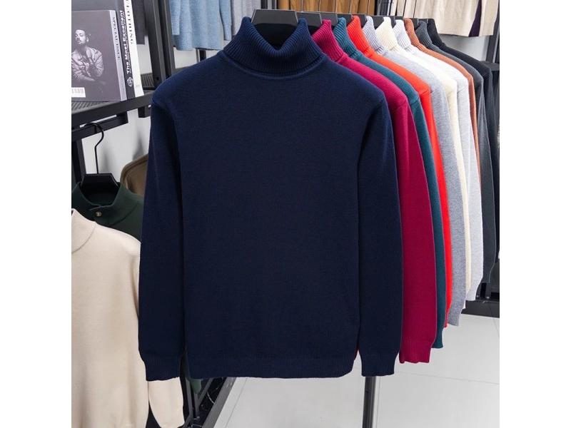 Mens Slim Fit Long Sleeve Anti-pilling Turtleneck Sweater Carousel 1