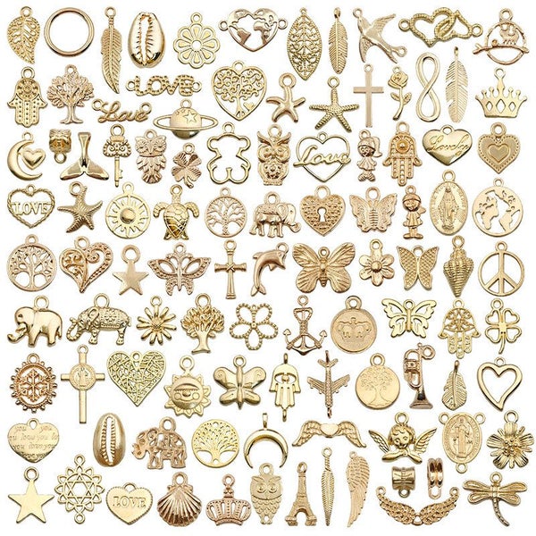 100pcs Tibetan Antique Gold Charm Mixed Pendants Diy For Bracelet Necklace Jewel Carousel 1