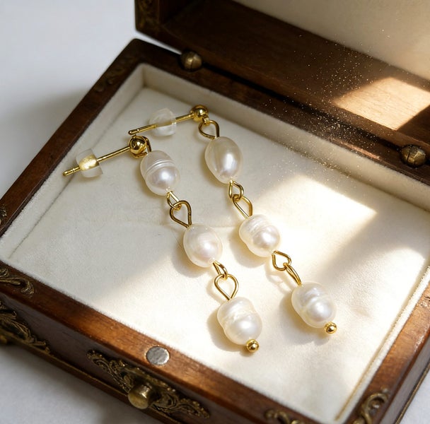 18K Gold Plated Baroqu Pearl Drop Earrings for the Confident Woman EBZ10JX-9 Carousel 1