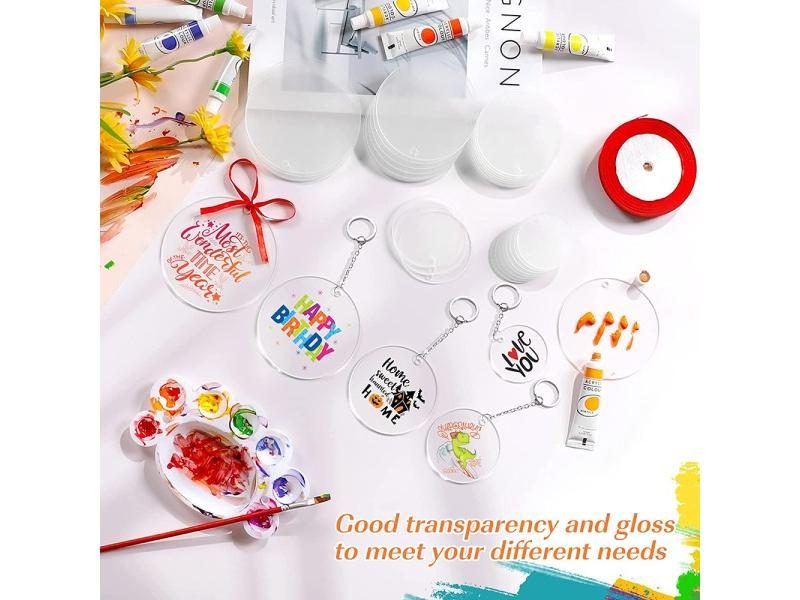 50pcs Clear Acrylic Discs For Keychain Pendant DIY Carousel 2