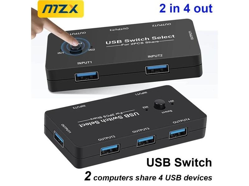 USB Switcher 2 Hosts Computer Laptop Accessories Share Printer Carousel 1