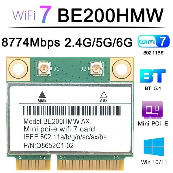 Mini PCI-E WiFi 7 Card 8774Mbps 2.4G/5G/6Ghz For Laptop Carousel 2