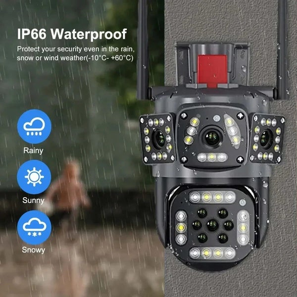 DESAFIONA Outdoor Waterproof Wireless WiFi HD Triple Security Camera Carousel 7