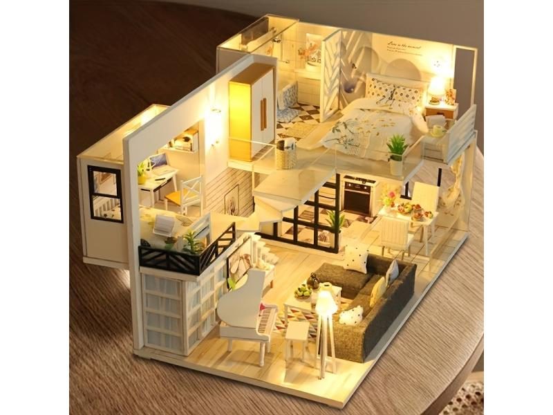 Diy Wooden Doll House Assembly Model Kit For Gifts And Decor Carousel 2