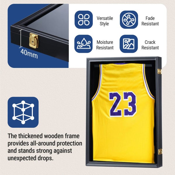 Jersey Shadow Box Frame Sports Memorabilia Display Case Wall Mounting Carousel 13