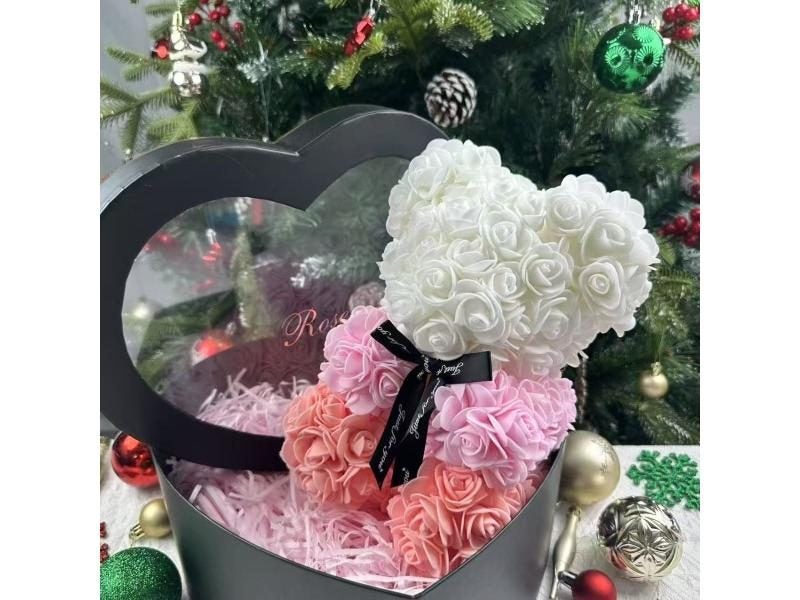 Artificial Teddy Rose Flower Bear 25cm Box Gift For Party Wedding Carousel 1
