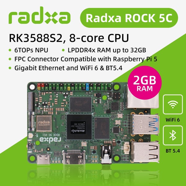 Single Board Computer Radxa ROCK 5C RK3588S2 Lite RK3582 Carousel 1