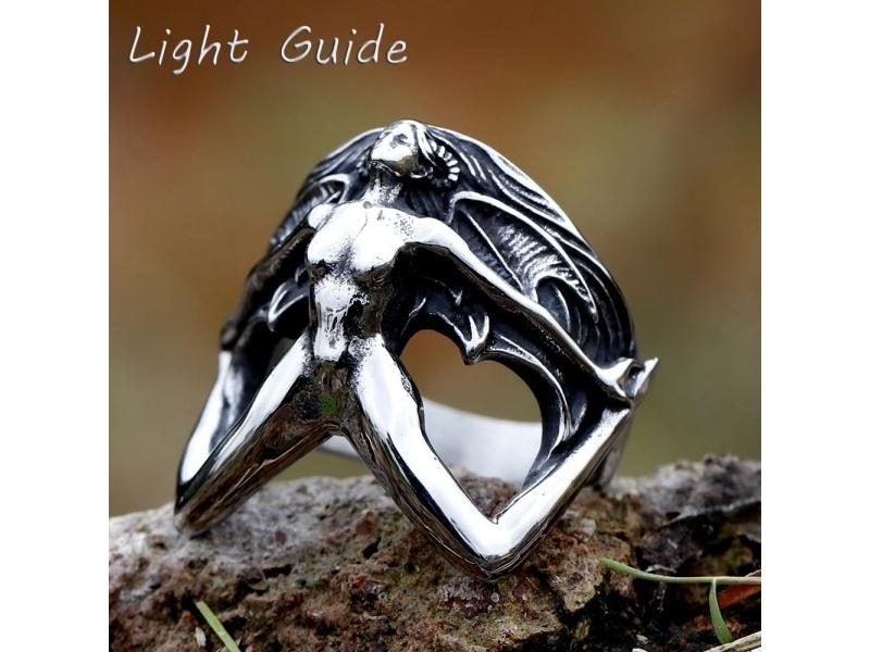 3D Women Body Shape Gothic Punk Stainless Steel Rings Carousel 2
