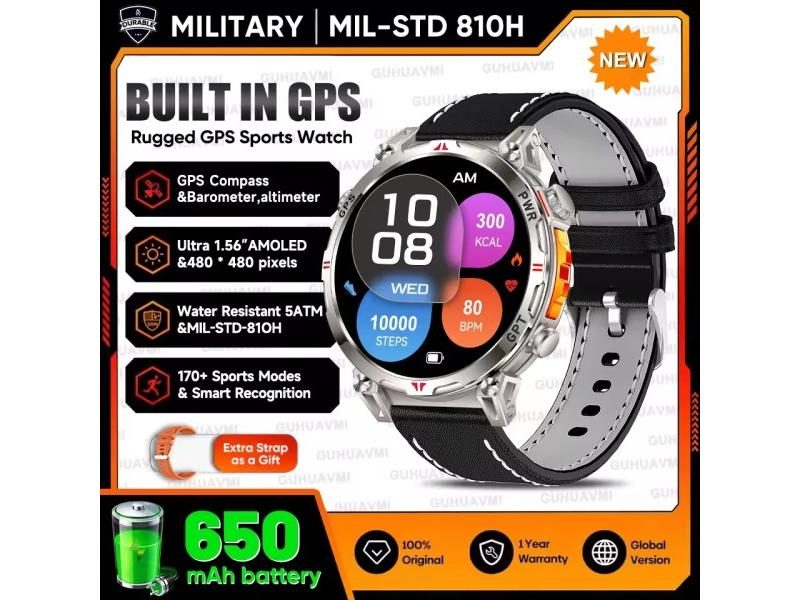 GPS Outdoor Smart Watch For Men With 5ATM Swim Compass HR BP Call Carousel 1