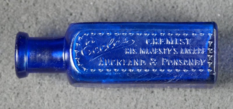 Rare & Sought After Cobalt Blue Eccles Auckland Chemist Bottle Carousel 1