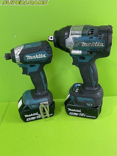 ** MAKITA IMPACT DRIVER + IMPACT WRENCH + 2 X 5.0AH BATTERIES ** Carousel 1