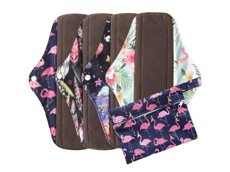 5pcs Set Bamboo Reusable Washable Menstrual Pads Bonus Bag Carousel 2