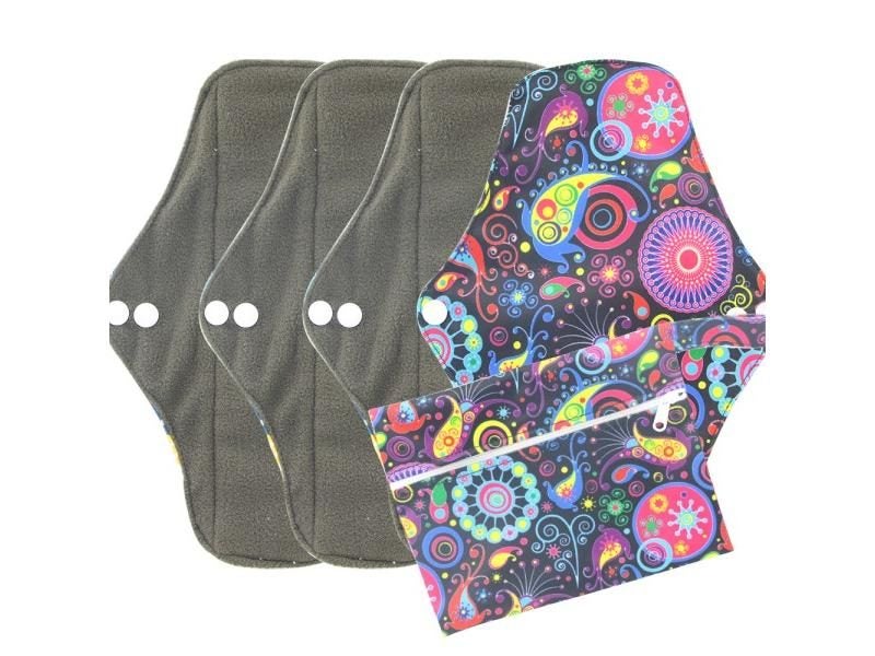 5pcs Set Bamboo Reusable Washable Menstrual Pads Bonus Bag Carousel 1