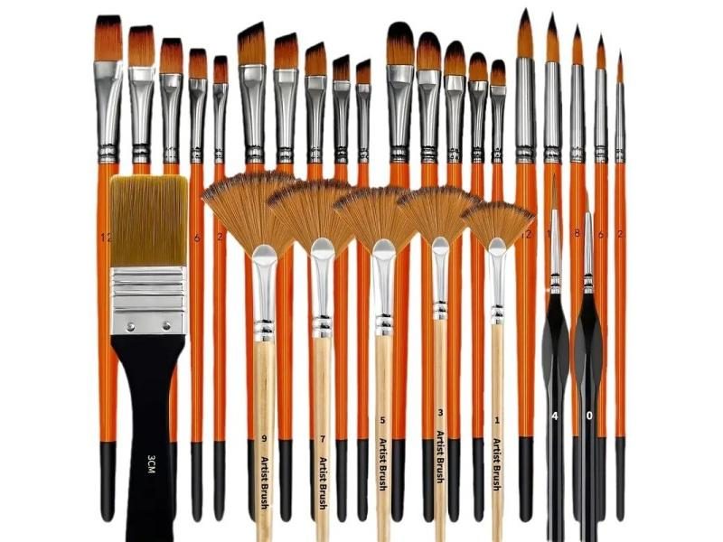 32Pcs Acrylic Painting Brush Set Nylon Bristles For Artist