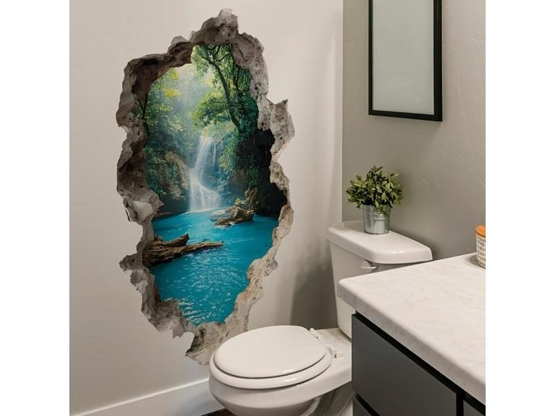 Creative Waterfall Scenic Landscape Wall Stickers For Bedrooms Carousel 1