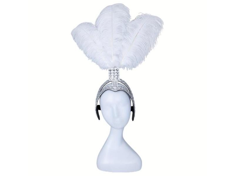 Rhinestone Adorned Detachable DIY Feather Carnival Headpiece Adjustable Size Carousel 2