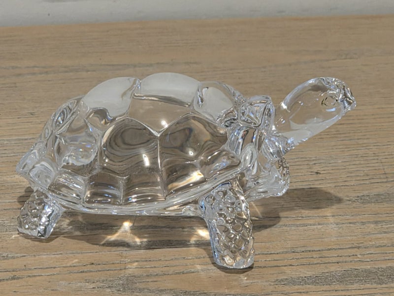 Vintage Feng Shui Good Luck Crystal Glass Turtle / Tortoise Carousel 1