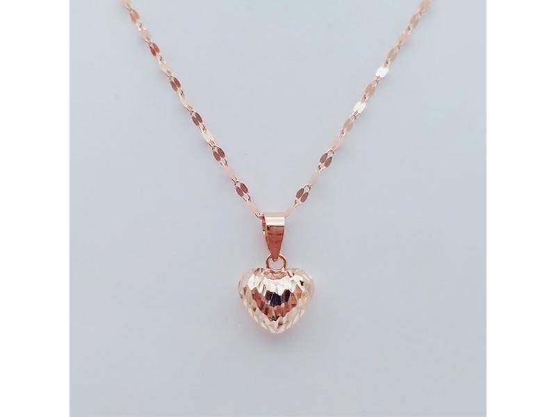 585 Purple Gold Heart Pendant Necklace For Women 14k Rose Gold Plated Carousel 1