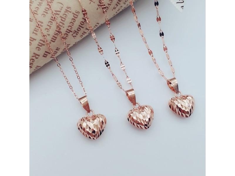 585 Purple Gold Heart Pendant Necklace For Women 14k Rose Gold Plated Carousel 2