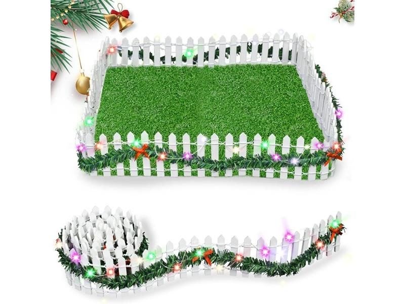Miniature Fairy Garden Decor LED Light Rattan Wooden Fence Carousel 2