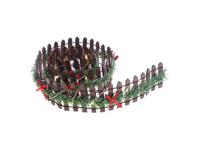 Miniature Fairy Garden Decor LED Light Rattan Wooden Fence Carousel 1