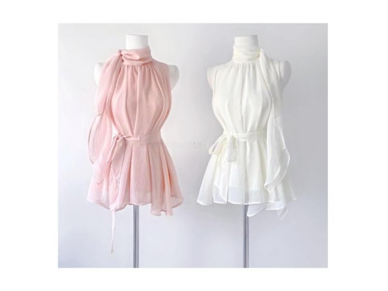 5STUDIO Pink Chiffon Top Two Ways To Wear Four Colors Carousel 2