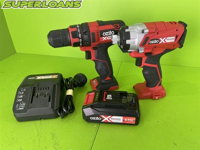 ** OZITO IMPACT DRIVER + DRILL + 2.5AH BATTERY + CHARGER ** Carousel 1