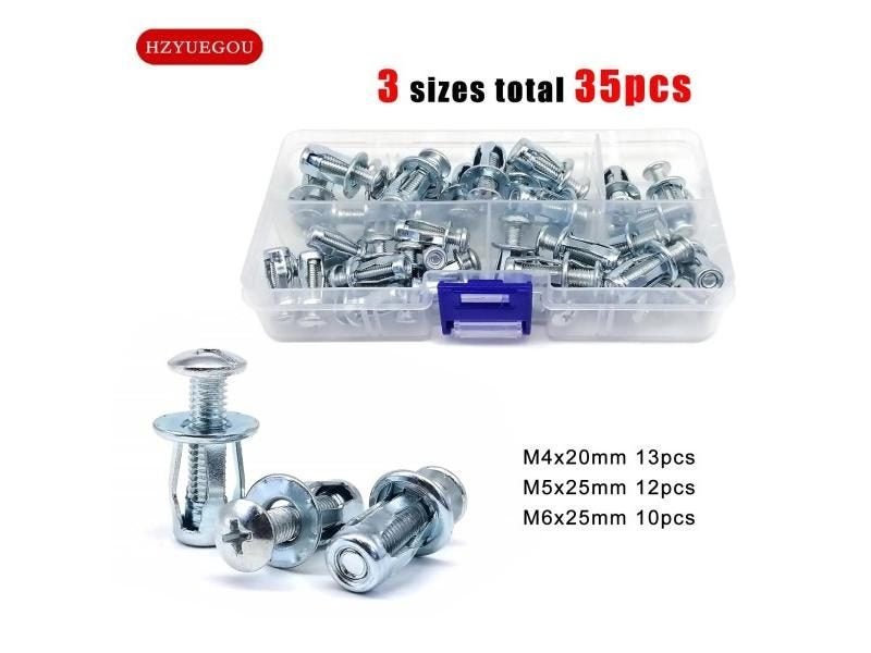 35pcs/box Jack Nut Expansion Rivets Nut Screw Bolt Mix M4 M5 M6 Kit For Hollow Carousel 2