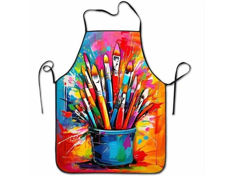Multisize Apron With Paintbrush Design For Artists And Kitchen Carousel 1