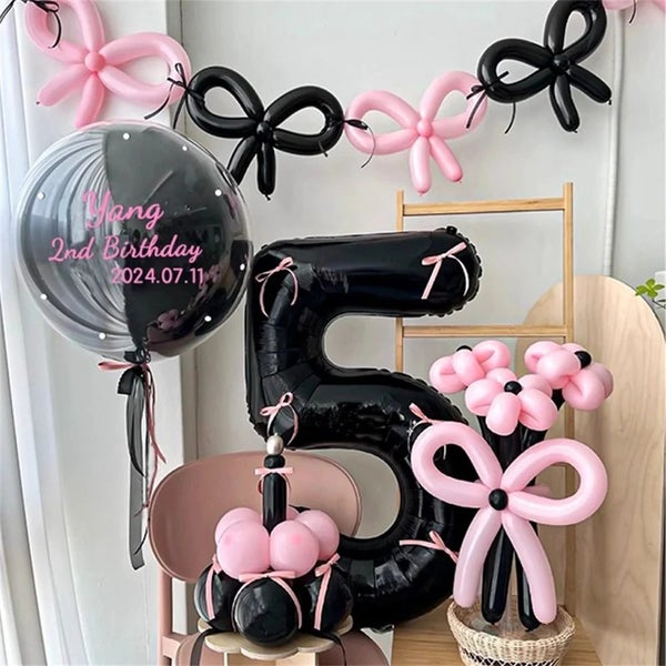45 Pieces Pink Latex Balloon Set For Girls Birthday Party Carousel 2