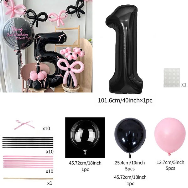 45 Pieces Pink Latex Balloon Set For Girls Birthday Party Carousel 1