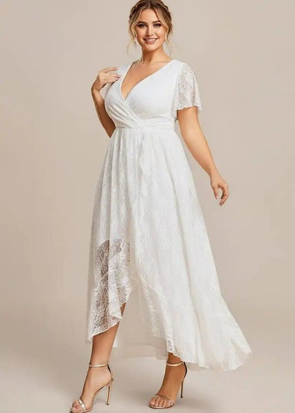 Patty lace high low wedding dress in ivory Carousel 1