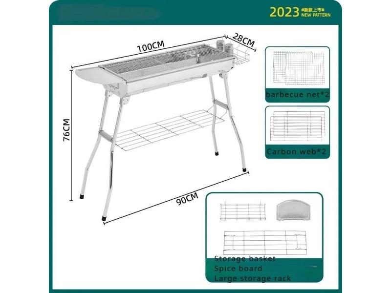 Stainless Steel Portable Folding Outdoor Charcoal Grill Carousel 1