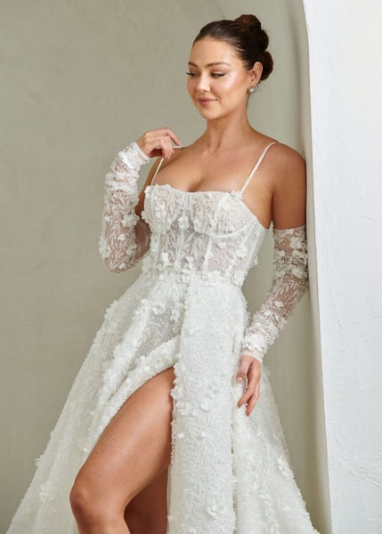 Elysian Bridal A-Line ivory beaded wedding gown s6 Carousel 2
