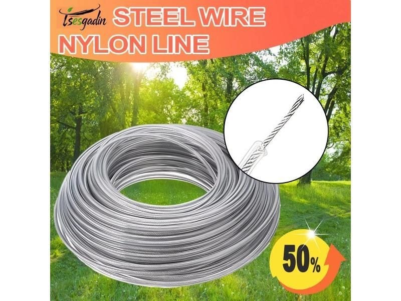 Durable 2.4 4mm*15m Steel Wire Grass Mower Trimmer Line Carousel 2