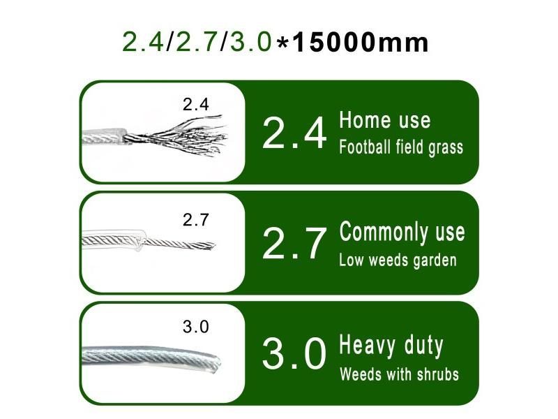 Durable 2.4 4mm*15m Steel Wire Grass Mower Trimmer Line Carousel 5