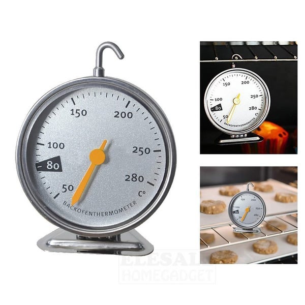 New Stainless Steel Oven Thermometer Hang Or Stand Large Dial Baking BBQ Carousel 1