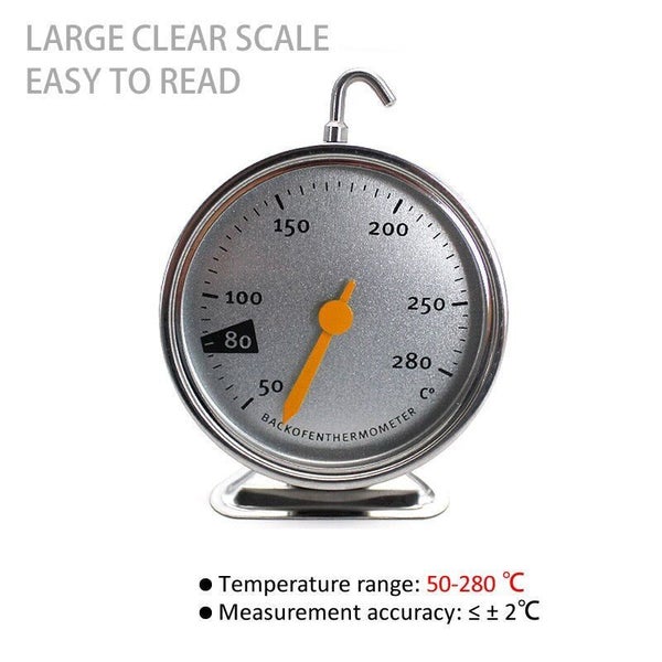 New Stainless Steel Oven Thermometer Hang Or Stand Large Dial Baking BBQ Carousel 6