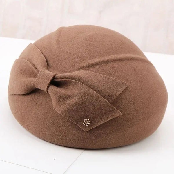 French Berets Caps For Women Fashion 100% Wool Felt Fedora Hat Winter Blu Carousel 1