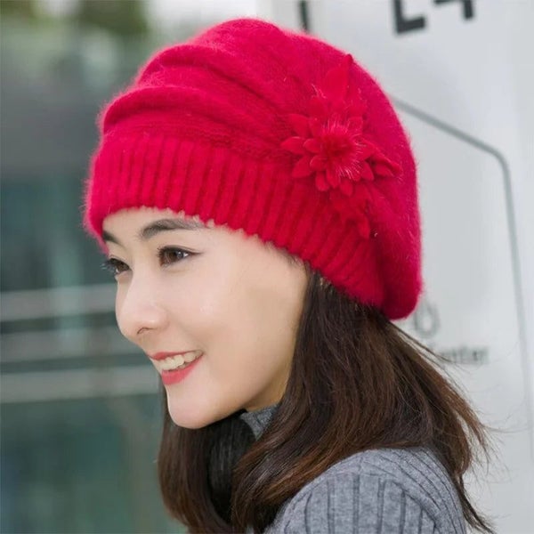 fur Ski Cap hat winter rabbit fur Ski Cap hat female Beanie with one piec Carousel 6