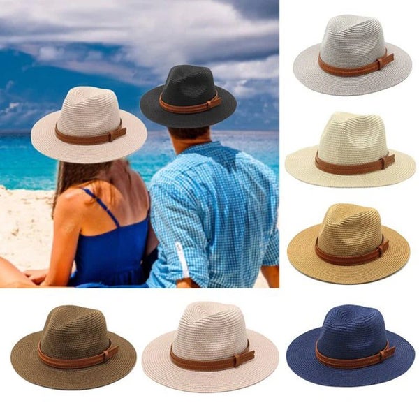 Large Size 56-58 59-60cm Straw Hat for Women Men UV Protection Natural Pa Carousel 1