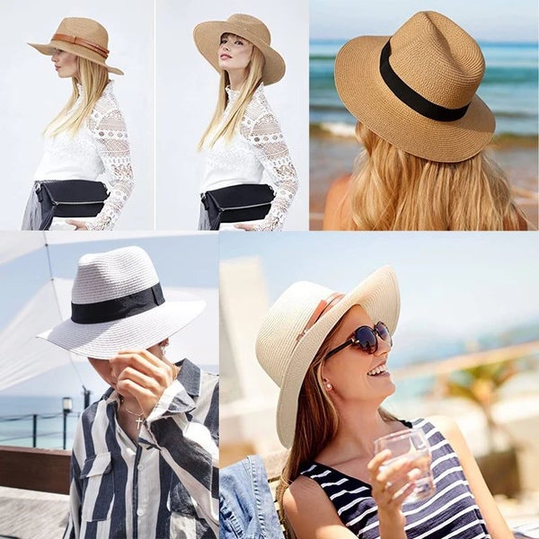 Large Size 56-58 59-60cm Straw Hat for Women Men UV Protection Natural Pa Carousel 2