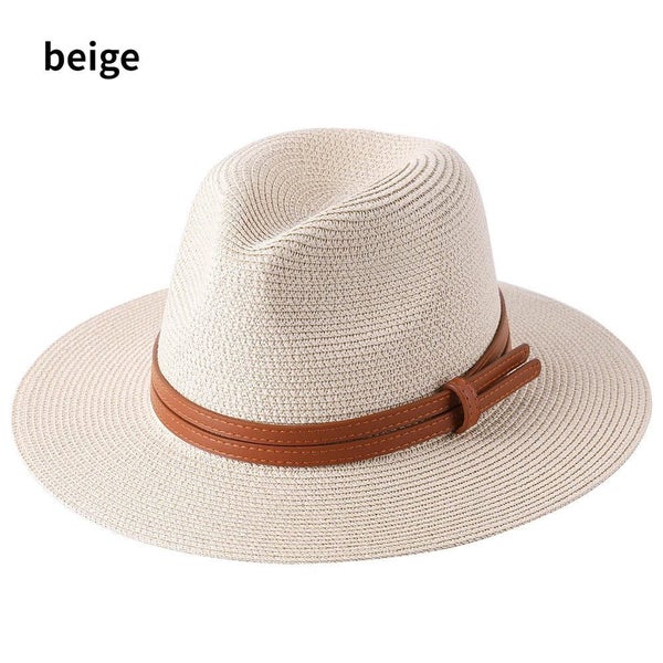 Large Size 56-58 59-60cm Straw Hat for Women Men UV Protection Natural Pa Carousel 9