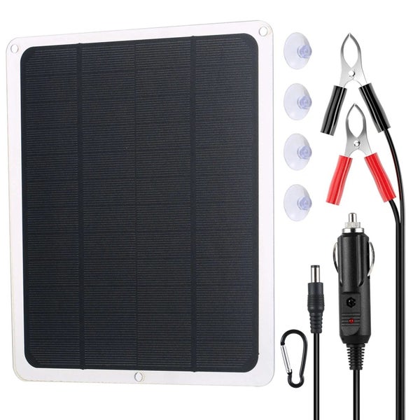 Upgraded Car Solar Battery Trickle Charger Maintainer 12V Portable Waterp Carousel 1