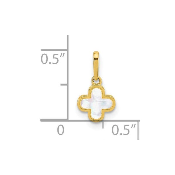 10k Yellow Gold Mother of Pearl Clover Cross Pendant, 7x7mm Carousel 4